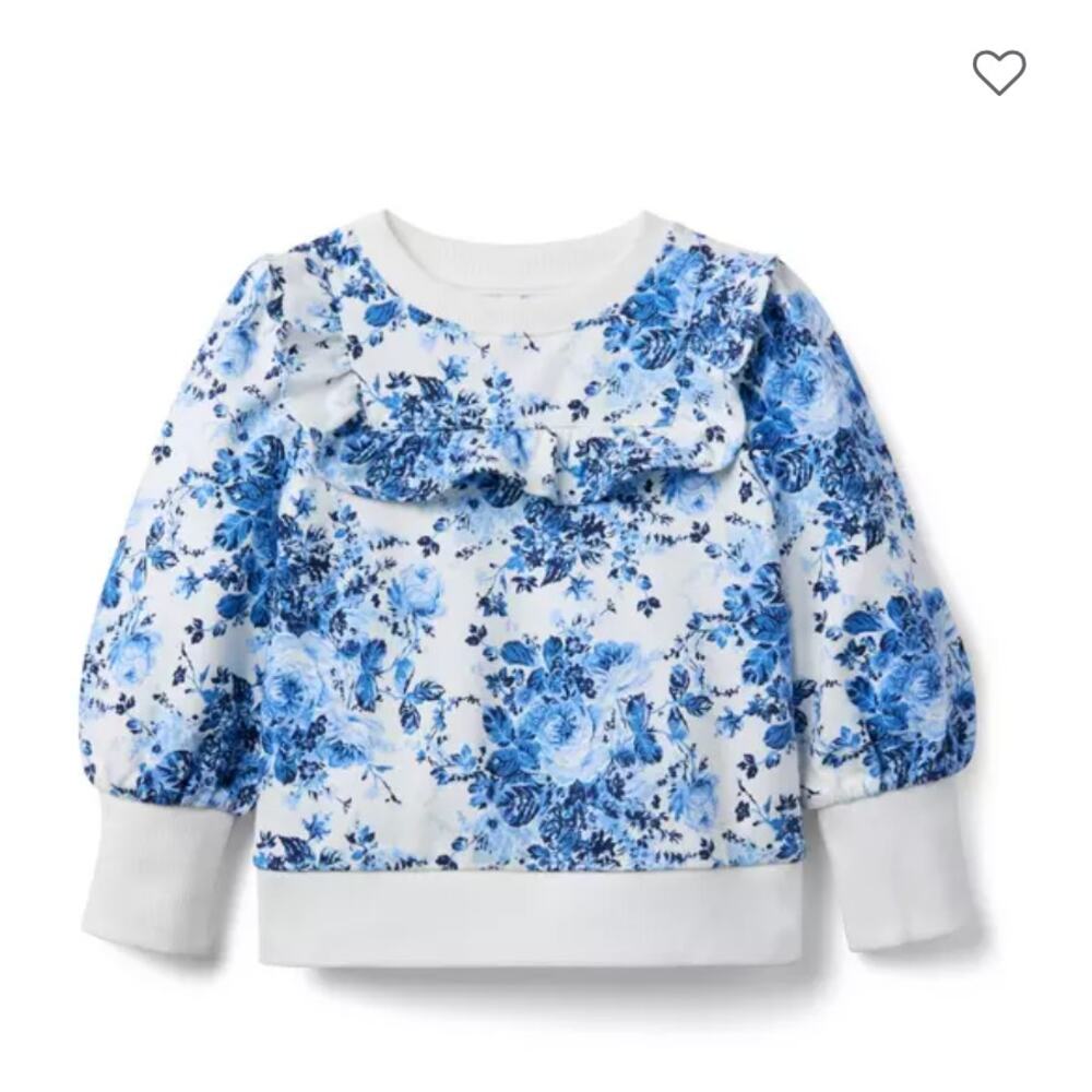 Janie and Jack Floral Ruffle Sweatshirt in‎ Blue Reef Floral size 6